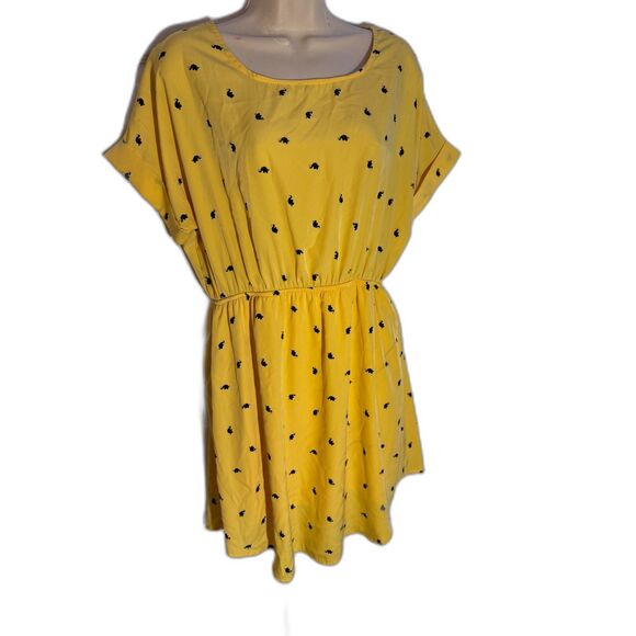 Women's Everly Yellow Elephant Dress L - Picture 1 of 5